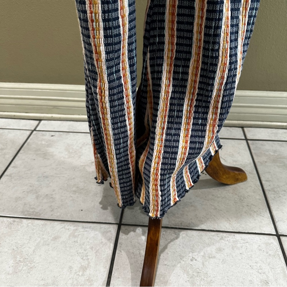 Striped Free People Flare Pants Womens Pull On beach pants L large - Picture 4 of 8